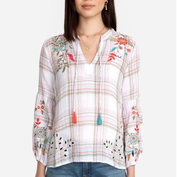 Johnny Was Tops - JOHNNY WAS Lidia Effortless Peasant Blouse NEW L